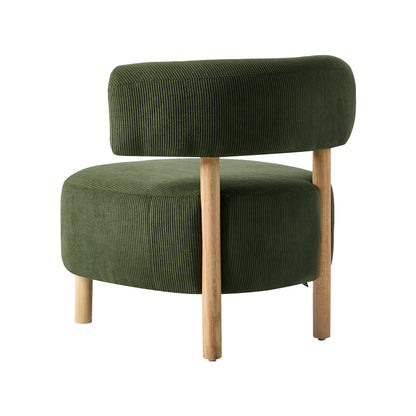 Wooden Armchair Lounge Chair Linen Fabric Accent Living Room Seat Beige /Orange/Green
