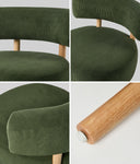 Wooden Armchair Lounge Chair Linen Fabric Accent Living Room Seat Beige /Orange/Green