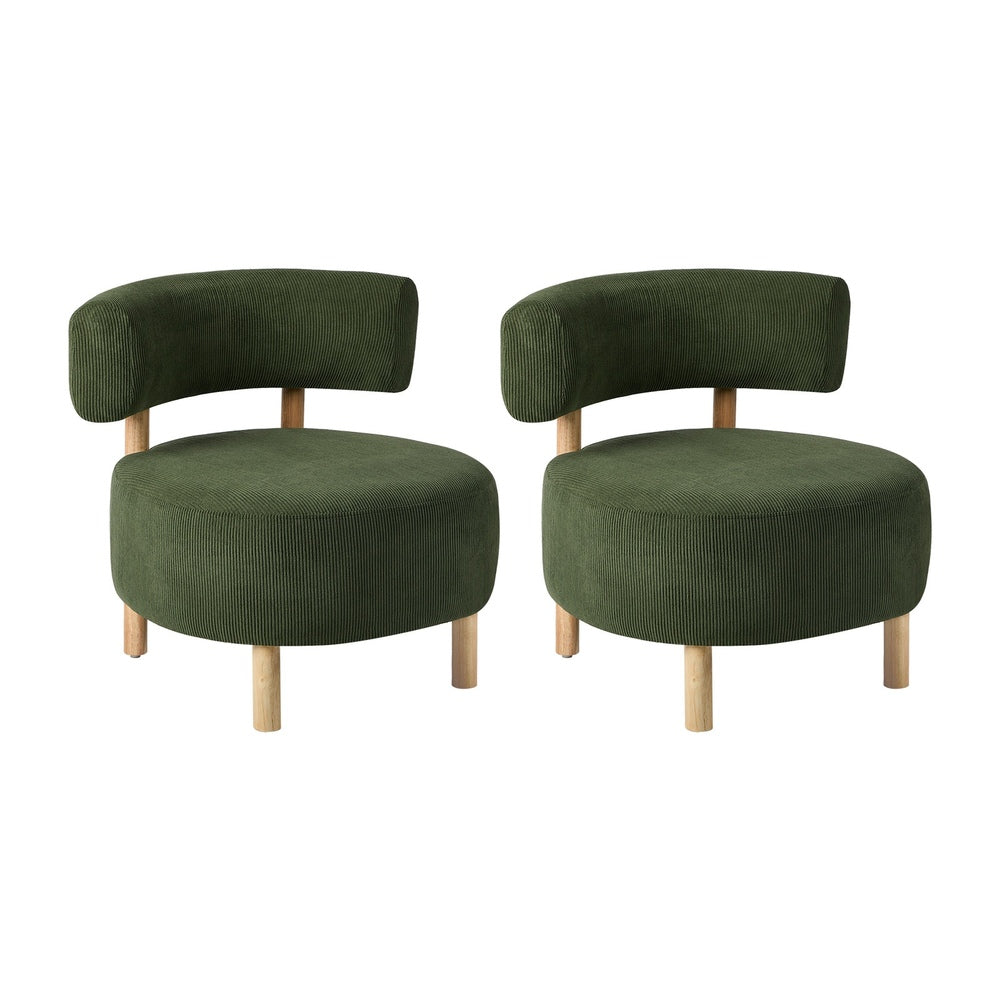 Scandinavian Accent Armchair Set Of 2 Linen Fabric Beige 70x73x65cm Rubber Wood Legs