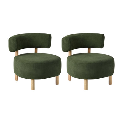 Scandinavian Accent Armchair Set Of 2 Linen Fabric Beige 70x73x65cm Rubber Wood Legs