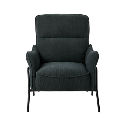 Modern Accent Armchair Lounge Collection High Back Velvet Fabric 86cm Grey Metal Legs