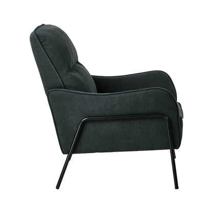 Modern Accent Armchair Lounge Collection High Back Velvet Fabric 86cm Grey Metal Legs