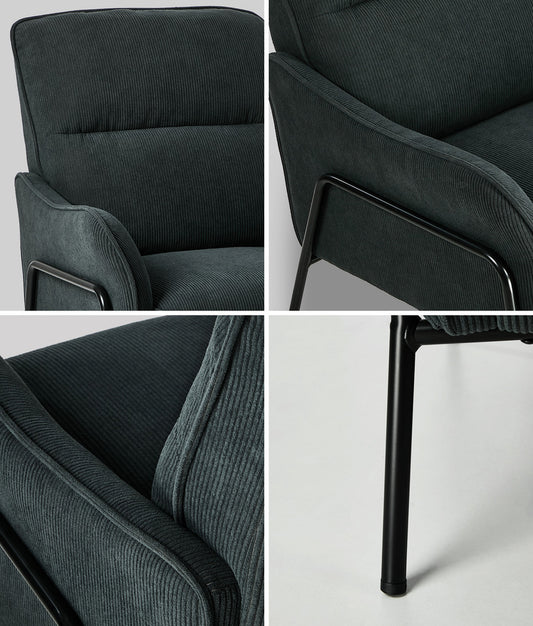 Modern Accent Armchair Lounge Collection High Back Velvet Fabric 86cm Grey Metal Legs