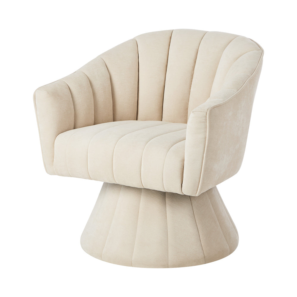 Swivel Armchair Linen Fabric Beige | HomeAndLiving