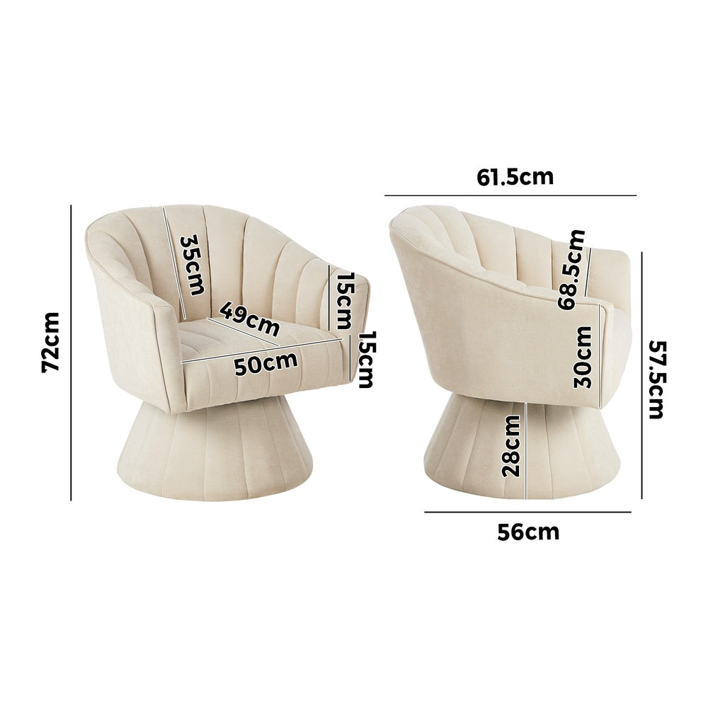 Swivel Armchair Linen Fabric Beige | HomeAndLiving