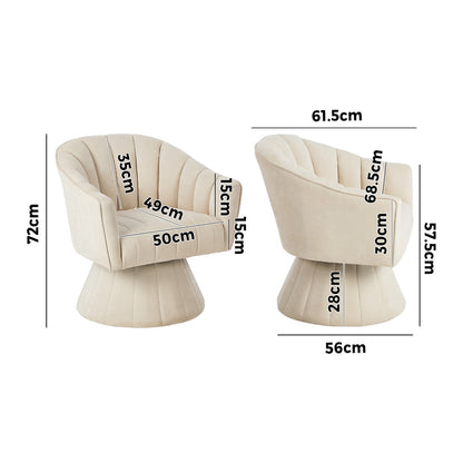 Swivel Armchair Linen Fabric Beige | HomeAndLiving