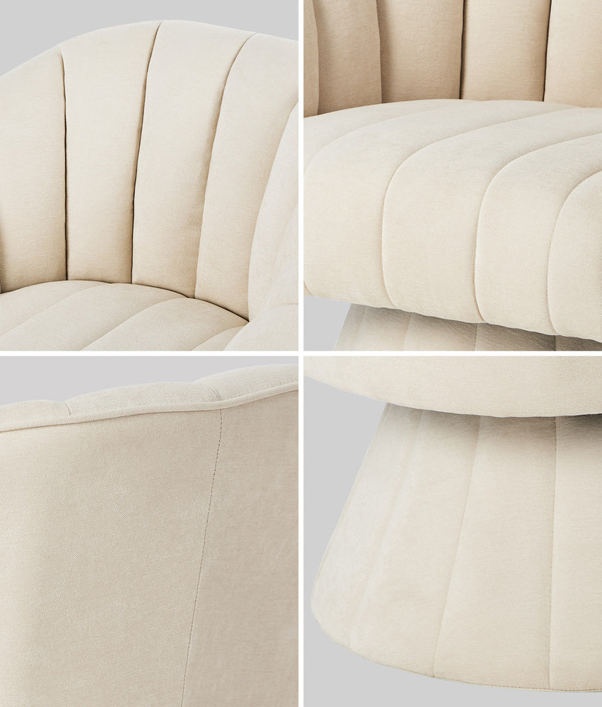 Swivel Armchair Linen Fabric Beige | HomeAndLiving