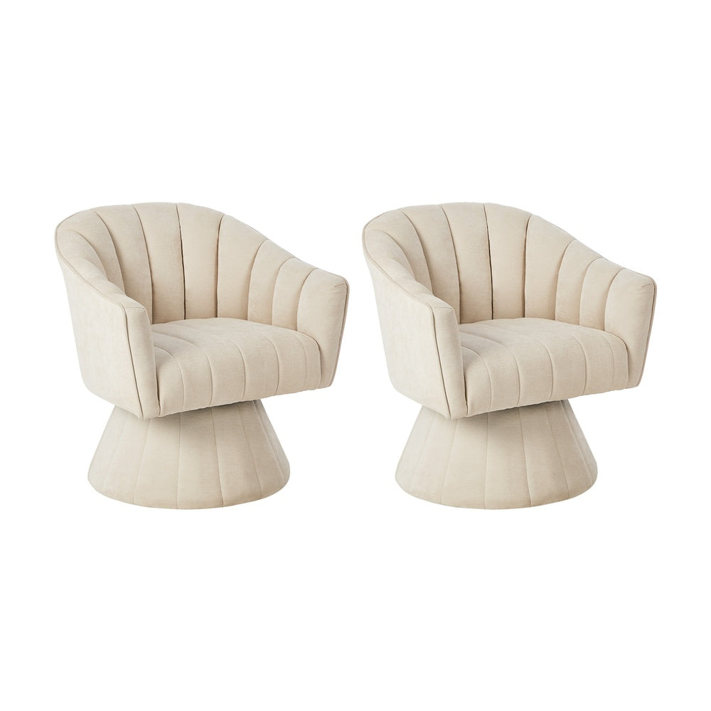 Swivel Armchair Linen Beige Set of 2 | HomeAndLiving