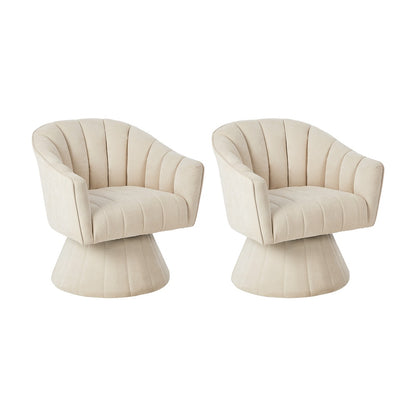 Swivel Armchair Linen Beige Set of 2 | HomeAndLiving