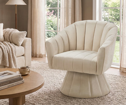 Swivel Armchair Linen Beige Set of 2 | HomeAndLiving