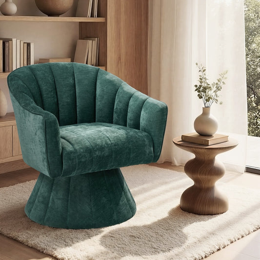 364 Swivel Armchair Urban Collection Linen Lounge Chair 72cm Green Metal Frame