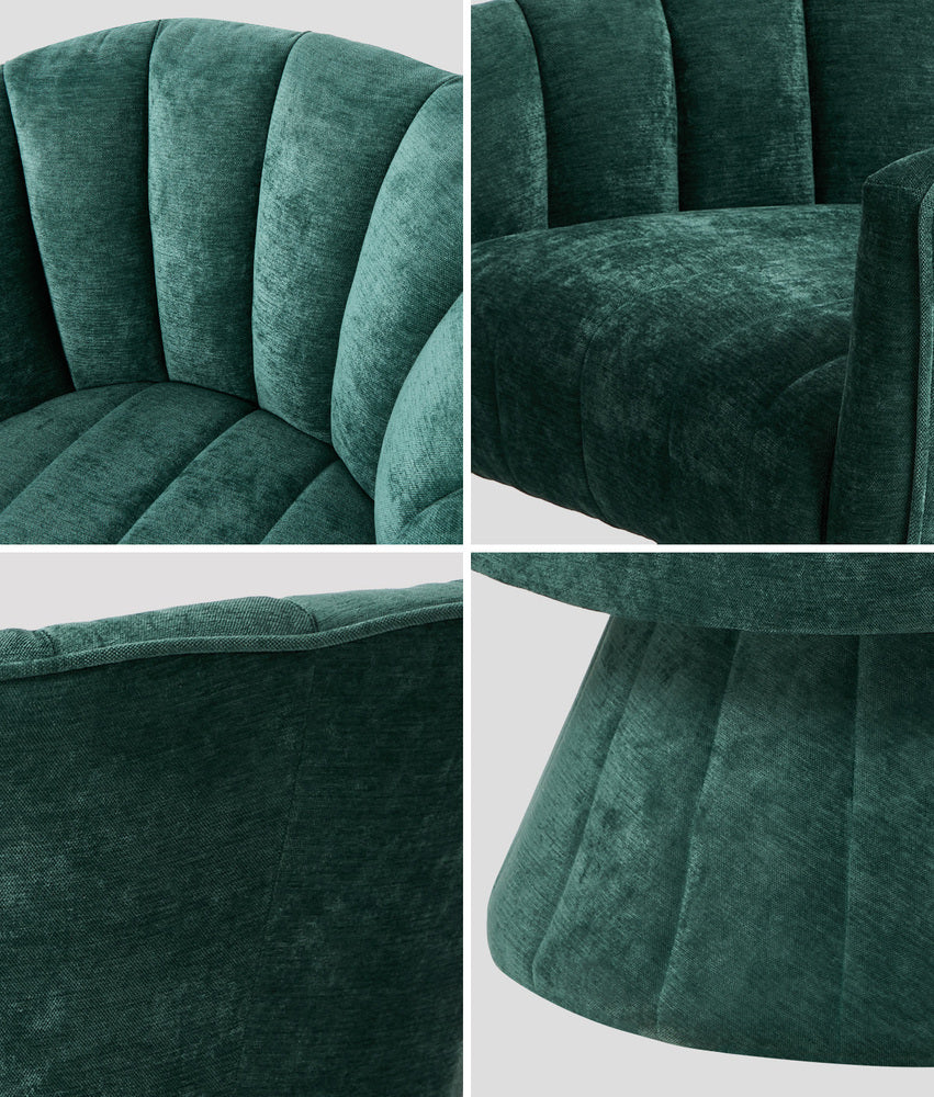 363 Swivel Armchair Urban Collection Linen Lounge Chair 72cm Green Metal Frame