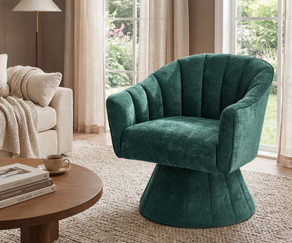 2x Swivel Armchair Linen Fabric Lounge Chair Accent Green