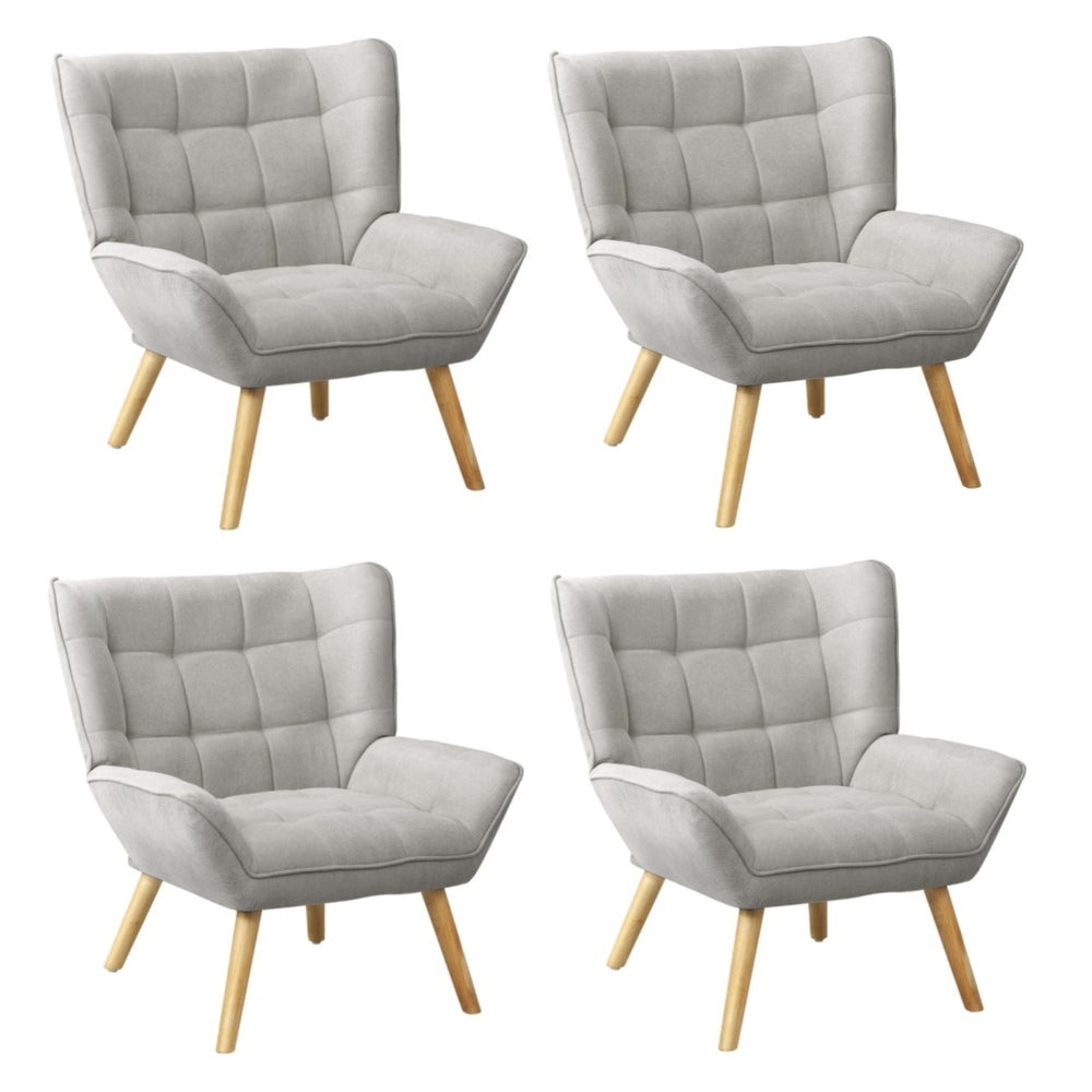 4x Armchair Sofa Lounge Fabric Upholstered Tub Grey