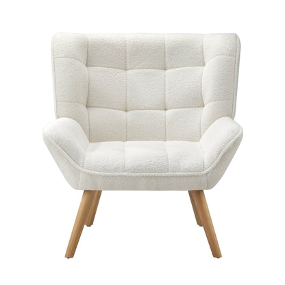 4x Armchair Sofa Lounge Sherpa Upholstered Tub White