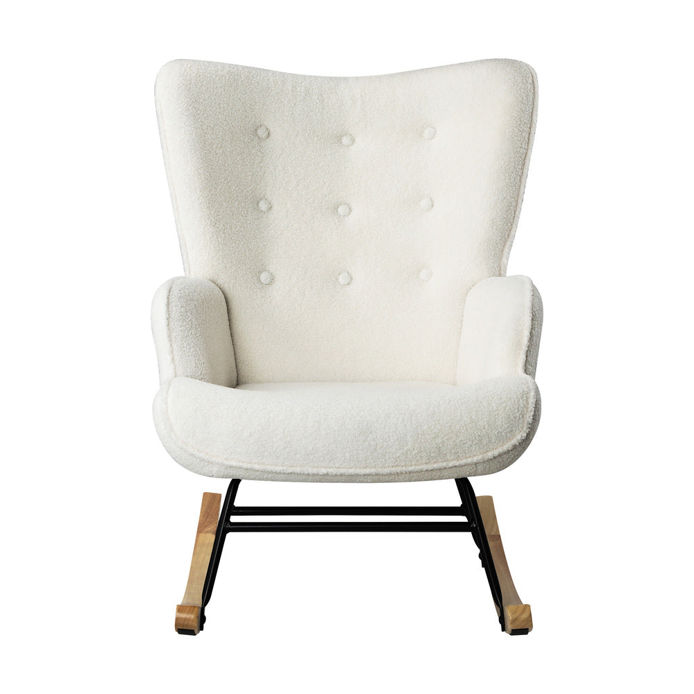 Rocking Chair Nursing Armchair Sherpa White