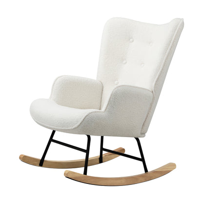 Rocking Chair Nursing Armchair Sherpa White