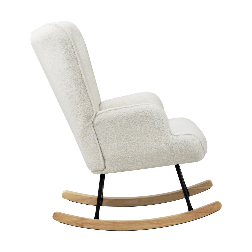 Rocking Chair Nursing Armchair Sherpa White