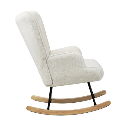 Rocking Chair Nursing Armchair Sherpa White