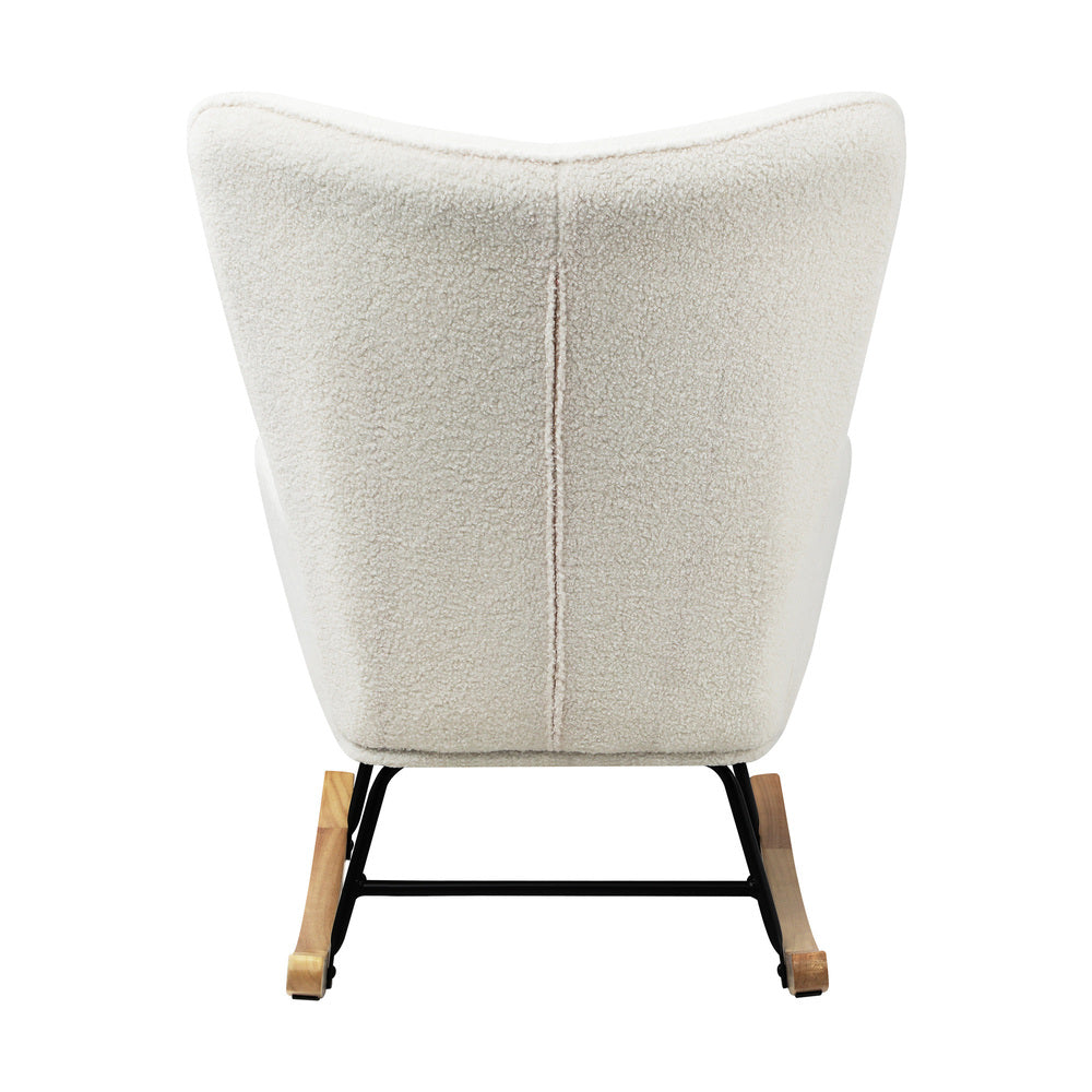 Rocking Chair Nursing Armchair Sherpa White