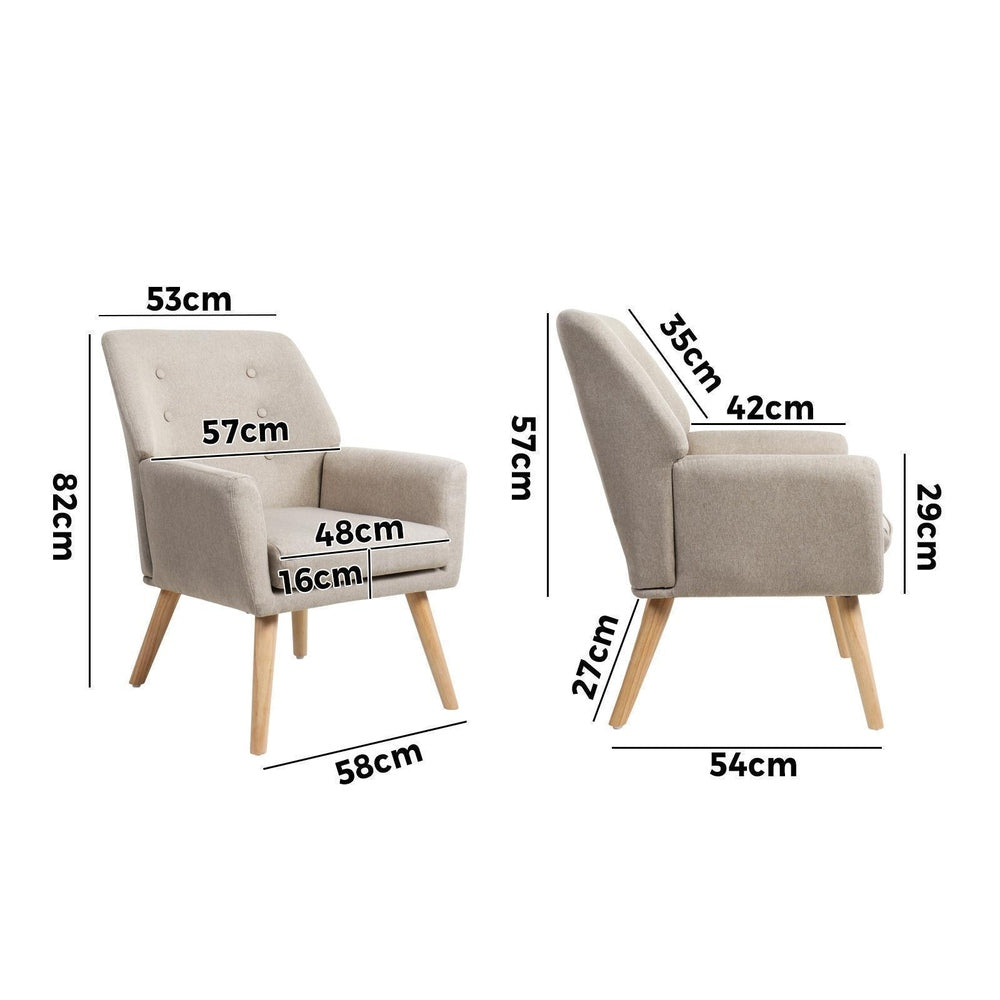 Armchair Linen Fabric Beige