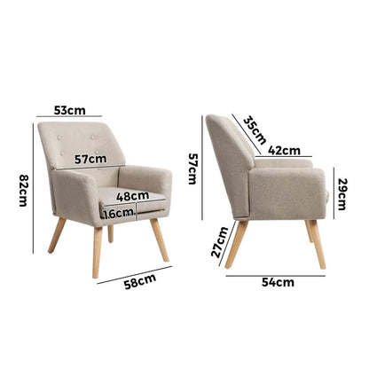 Armchair Linen Fabric Beige