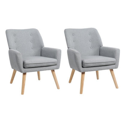 2x Armchair Lounge Chair Linen Tub Chairs Sofa Grey