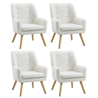 4x Armchair Lounge Chair Sherpa Tub Chairs Sofa White