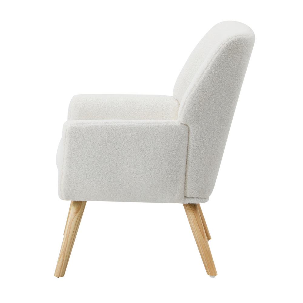 4x Armchair Lounge Chair Sherpa Tub Chairs Sofa White