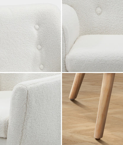 4x Armchair Lounge Chair Sherpa Tub Chairs Sofa White