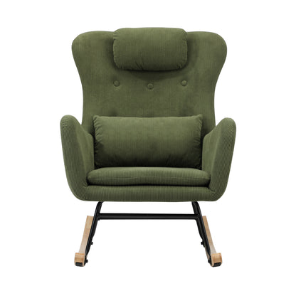 Rocking Chair Velvet With 2 Pillow Green/Grey
