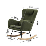 Rocking Chair Velvet With 2 Pillow Green/Grey