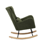 Rocking Chair Velvet With 2 Pillow Green/Grey