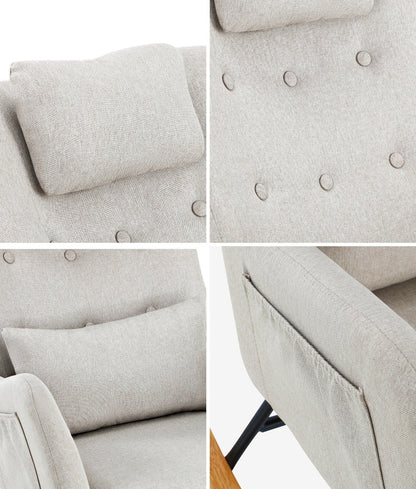 4x Rocking Chair Nursing Armchair Sherpa 2 Pillow White