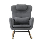 2x Rocking Armchair Nursing Sherpa Chairs with Cushions Grey/Green Set