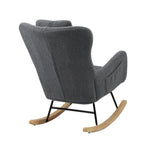 2x Rocking Armchair Nursing Sherpa Chairs with Cushions Grey/Green Set