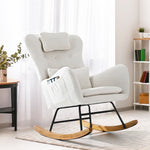 Rocking Chair Nursing Armchair Sherpa Accent Chairs With 2 Pillow White