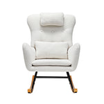 Rocking Chair Nursing Armchair Sherpa Accent Chairs With 2 Pillow White