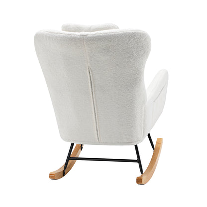 4x Rocking Chair Nursing Armchair Sherpa 2 Pillow White