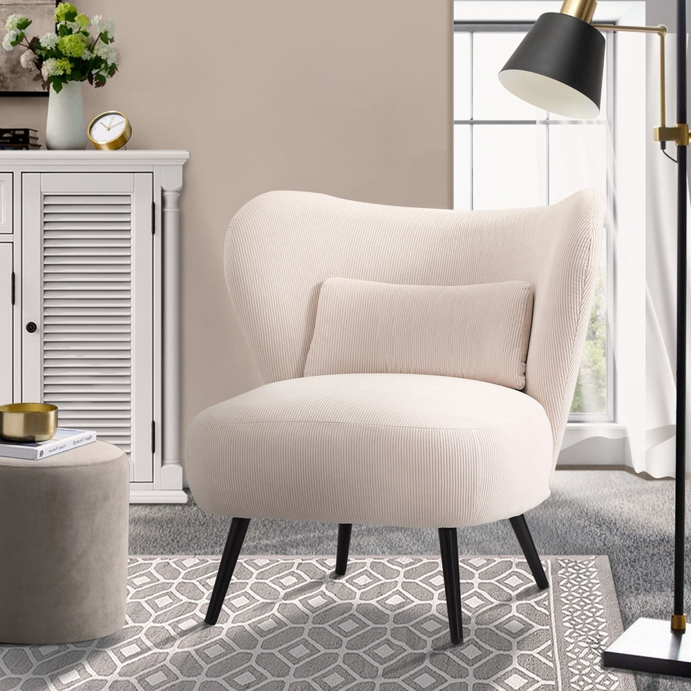 Armchair with Lumbar Pillow Wingback Velvet Orange