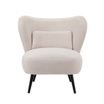 2x Armchair Lounge Chair Wingback with Lumbar Pillow Velvet Beige/Orange