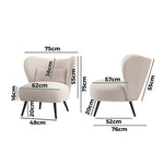 2x Armchair Lounge Chair Wingback with Lumbar Pillow Velvet Beige/Orange