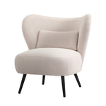 2x Armchair Lounge Chair Wingback with Lumbar Pillow Velvet Beige/Orange
