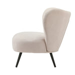 2x Armchair Lounge Chair Wingback with Lumbar Pillow Velvet Beige/Orange
