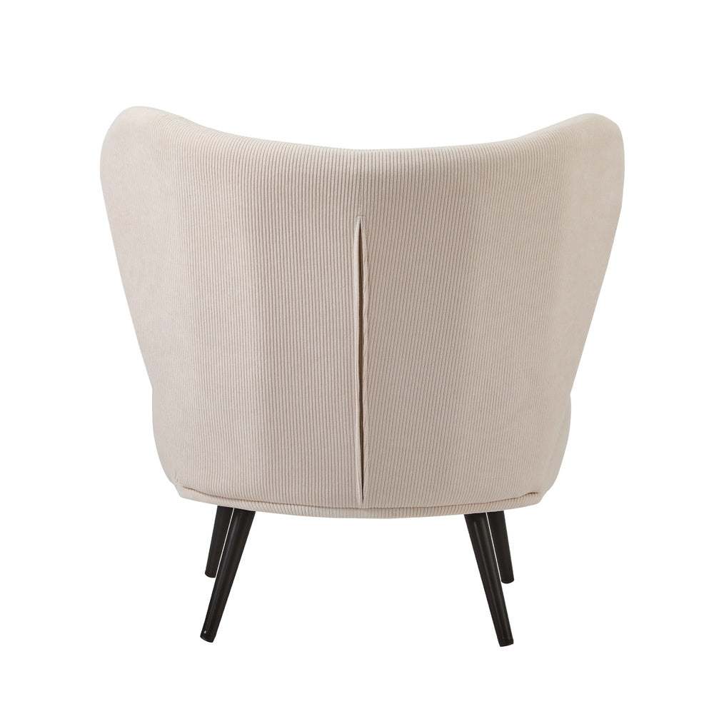 2x Armchair Lounge Chair Wingback with Lumbar Pillow Velvet Beige/Orange
