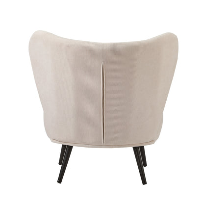 2x Armchair Lounge Chair Wingback with Lumbar Pillow Velvet Beige/Orange