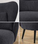 Lounge Chair with Lumbar Pillow Wingback Boucle/Velvet