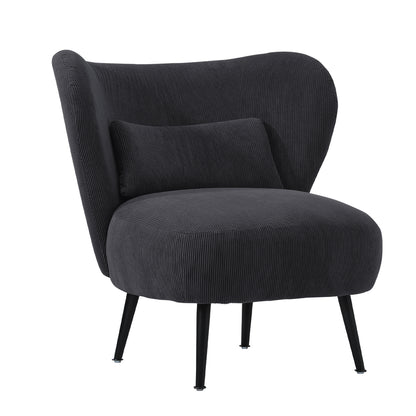 4x Armchair with Lumbar Pillow Wingback Boucle White