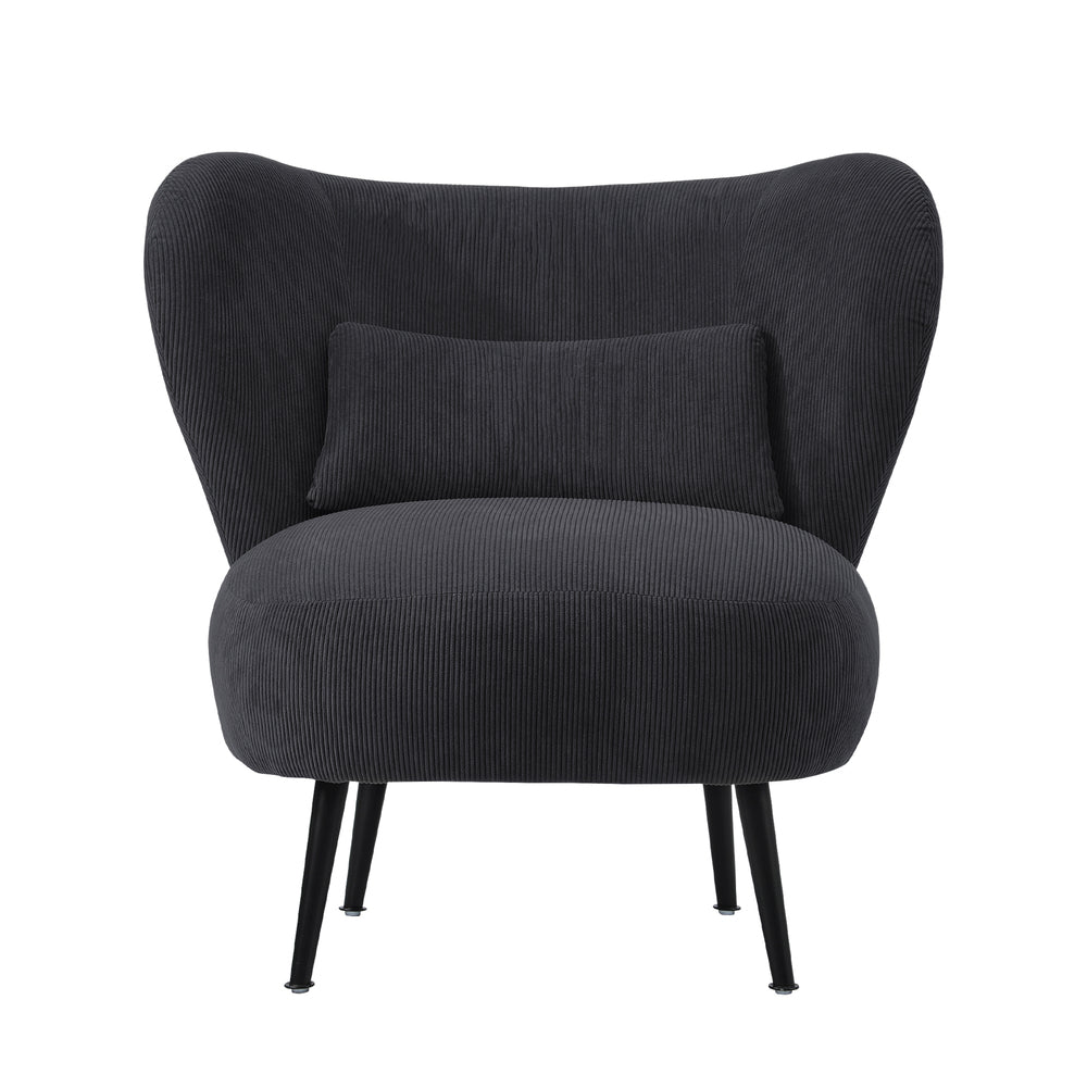 4x Armchair with Lumbar Pillow Wingback Boucle White
