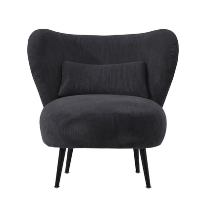 4x Armchair with Lumbar Pillow Wingback Boucle White